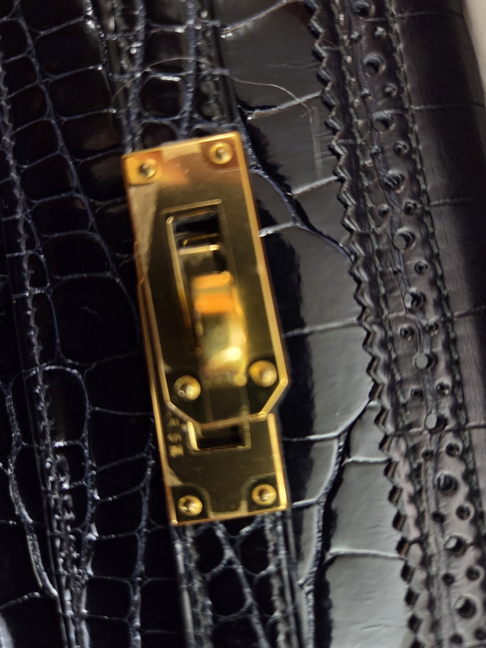 Hermes Black Crocodile Leather Clutch with Gold Hardware - Picture 5 of 8